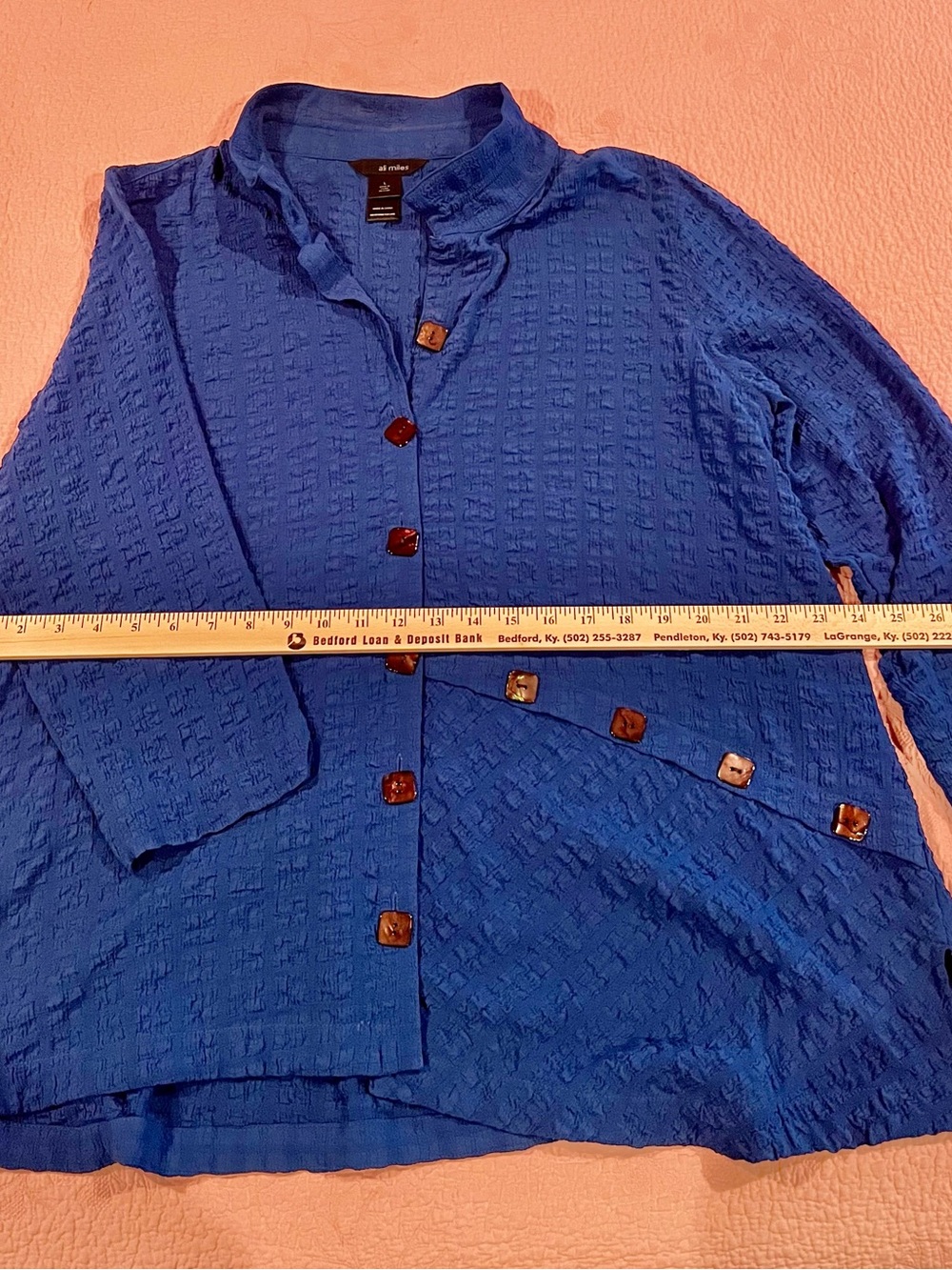 Ali Miles Rich Cobalt Blue Textured Button Blazer